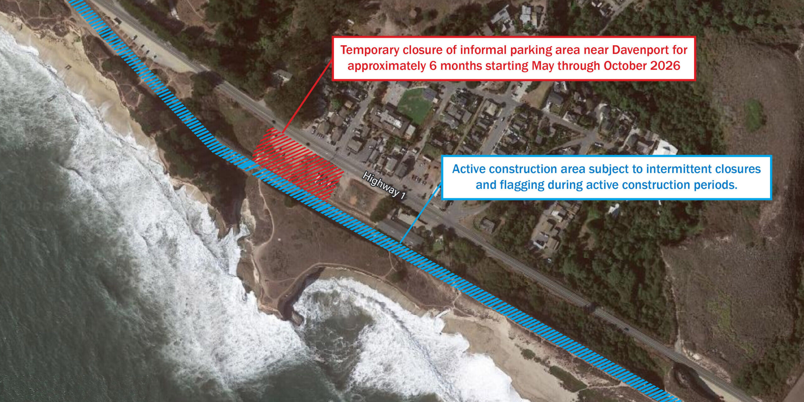 Davenport Parking Lot Closure with Active Construction Area