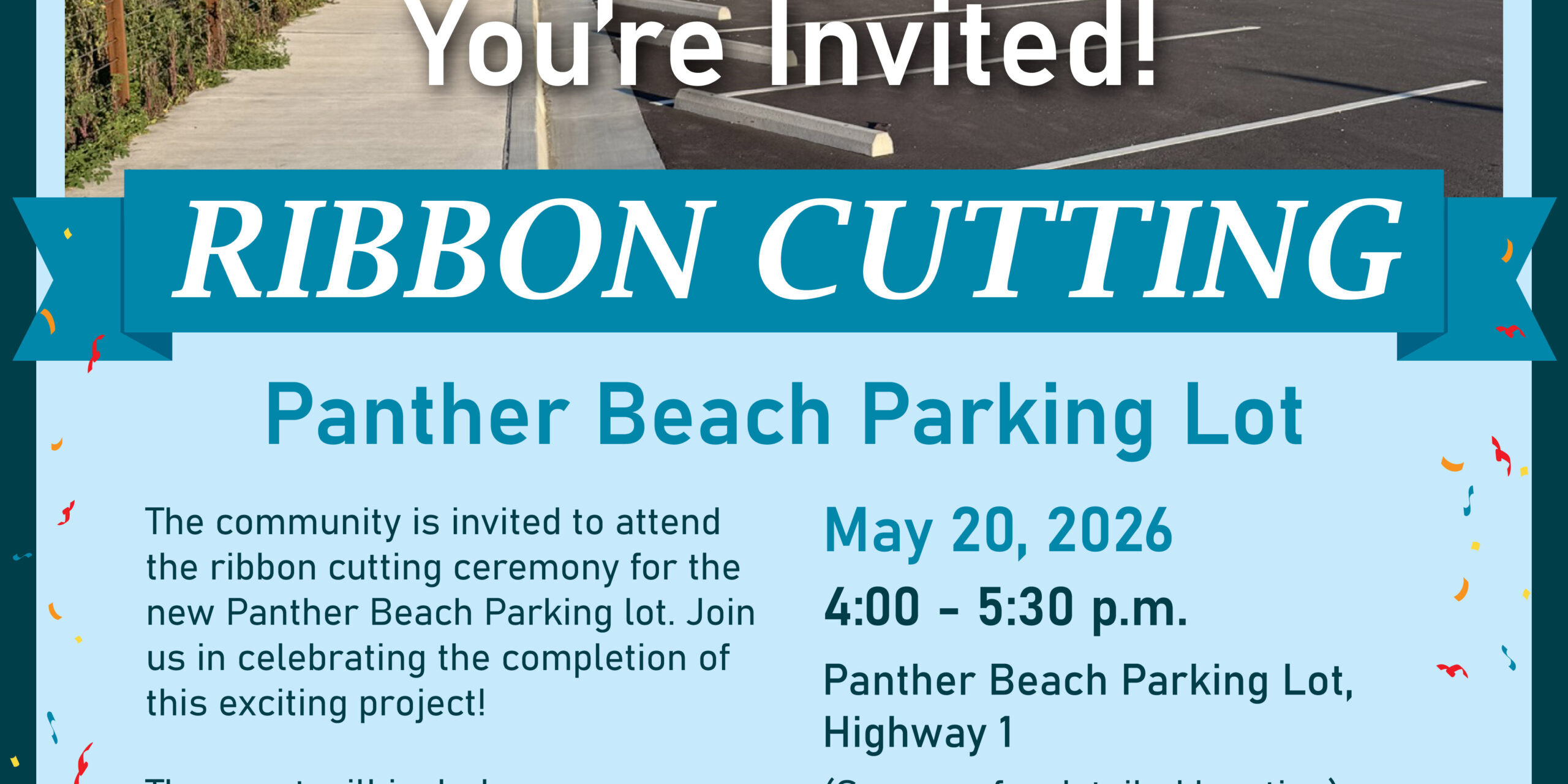 Panther Beach Parking Ribbon Cutting Invite